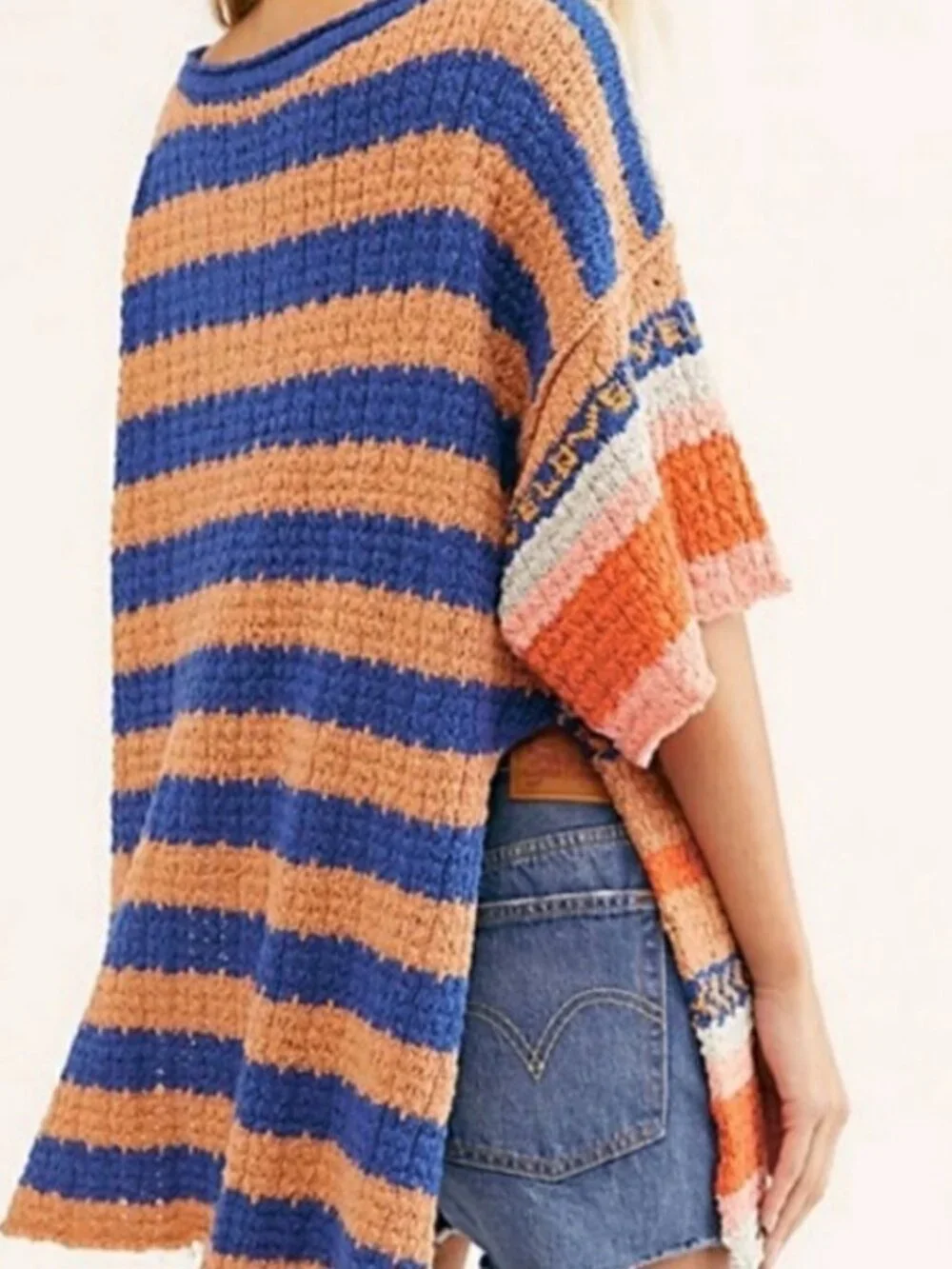 NWT Free People Hidden Love Striped Tunic Sweater Top Oversize Coast Boho M $148